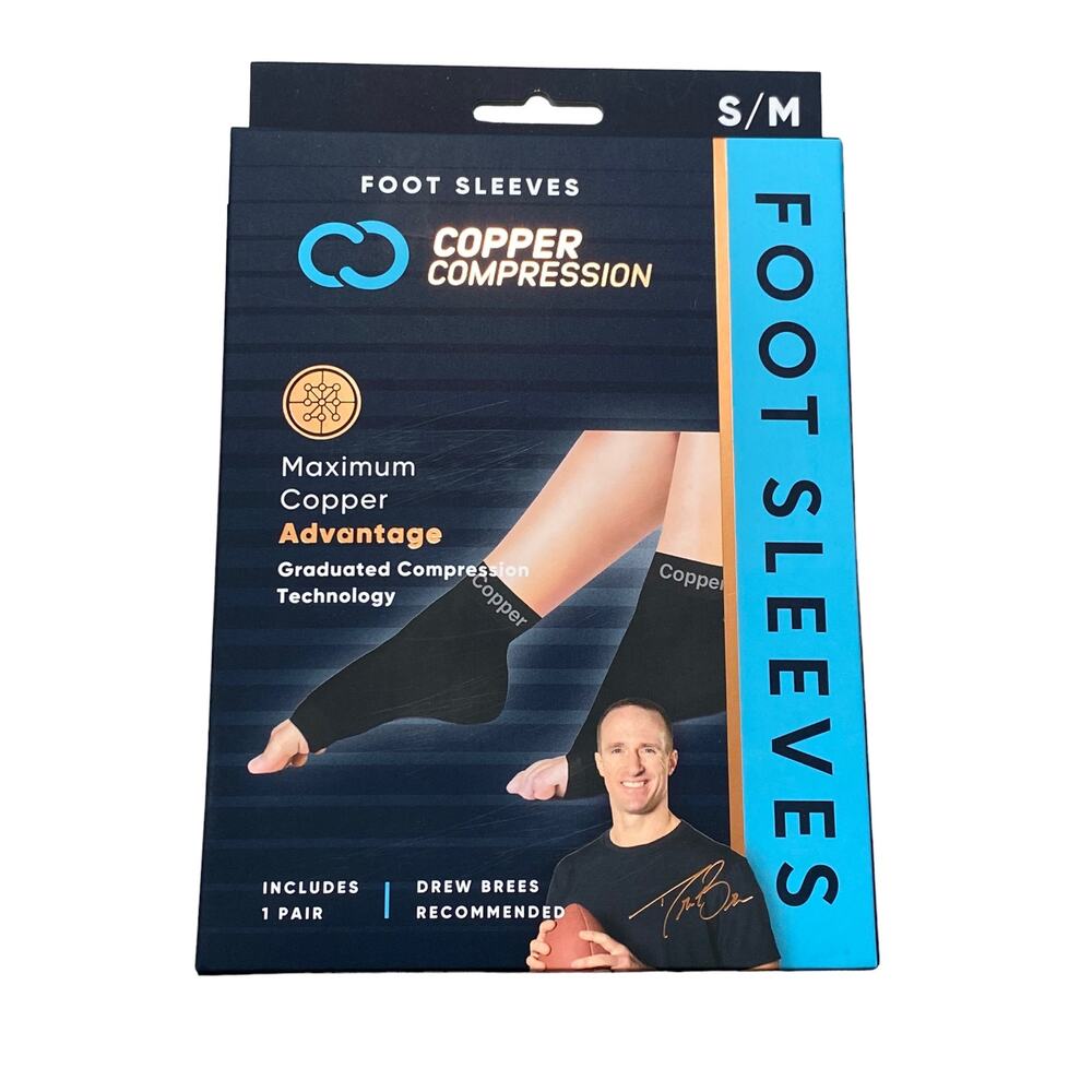 Foot Sleeves Copper Compression, S/M Unisex, 1 pair